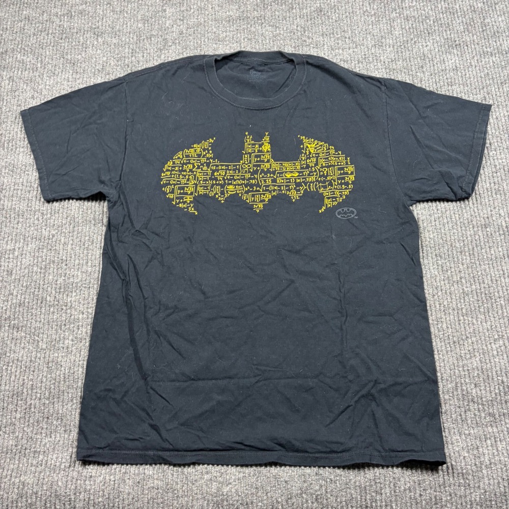 DC Comics Shirt Mens L Batman Math Equation Logo T-Shirt Black Short Sleeve